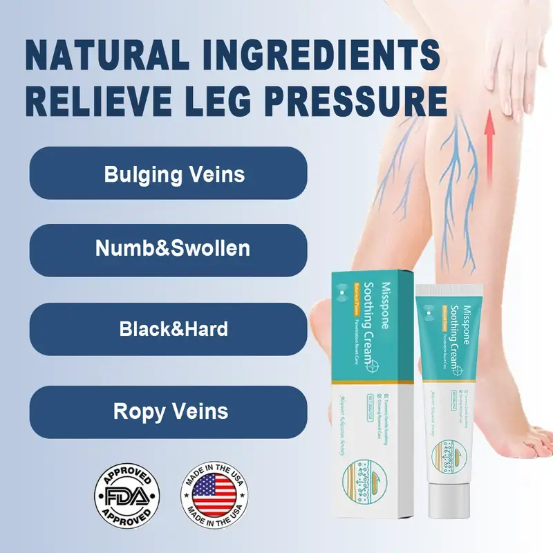 Misspone™ Herbal Leg & Hand Relief Cream for Vein Repair - Relieves Pain Swelling & Discomfort - Promotes Healthy Blood Flow - Reduces Fatigue - Supports Skin Repair - Daily Care